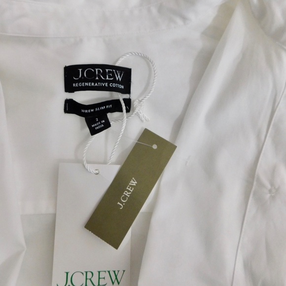 NWT!! J. CREW Wren Slim Shirt Stretch Cotton Poplin Solid White Buttondown 2 - Picture 12 of 15